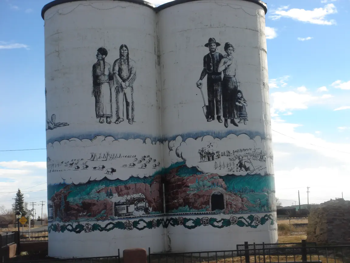On the road into Taos: painted grain silos, and a pink roadside art gallery.